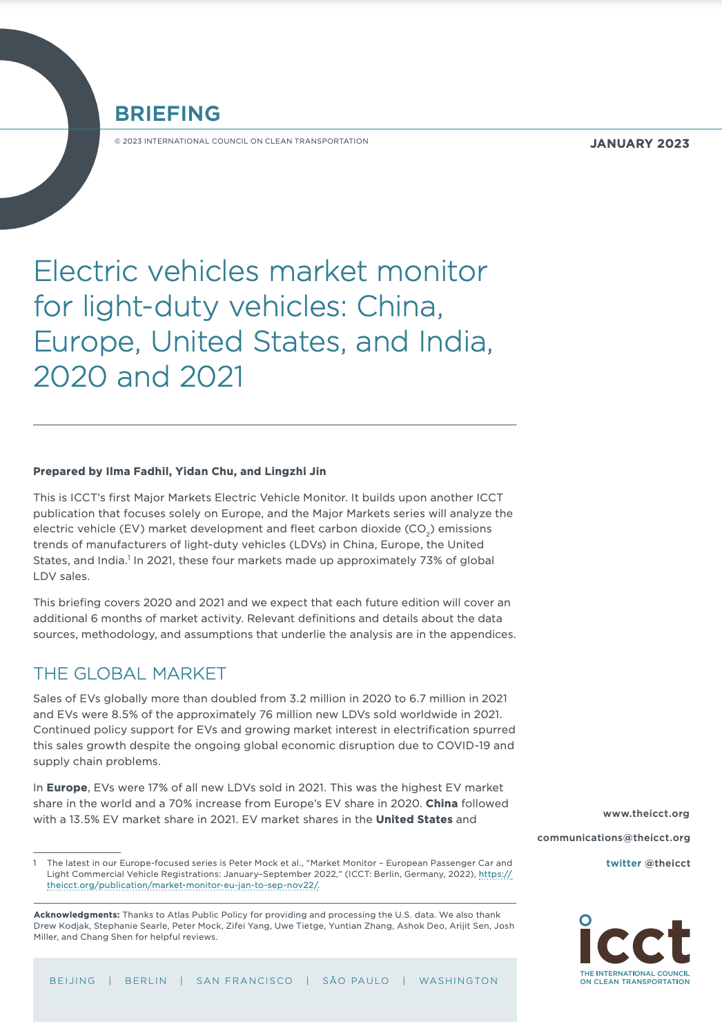 2020/2021年中国、欧洲、美国和印度轻型电动汽车市场发展情况
