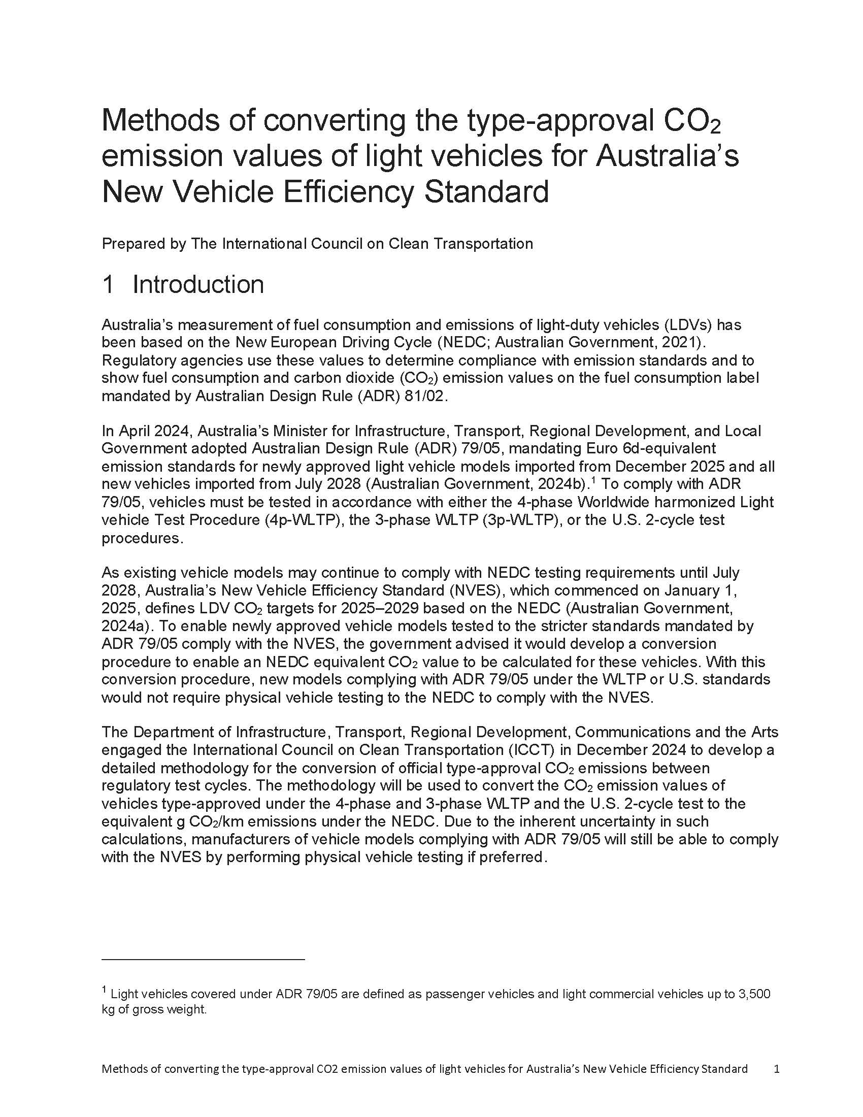将澳大利亚新车能效标准（NVES）中轻型车的型式核准二氧化碳排放值转换方法
